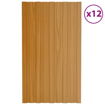 vidaXL Πάνελ οροφής 12 τμχ. Φυσικό 80 x 45 cm Γαλβανισμένος χάλυβας