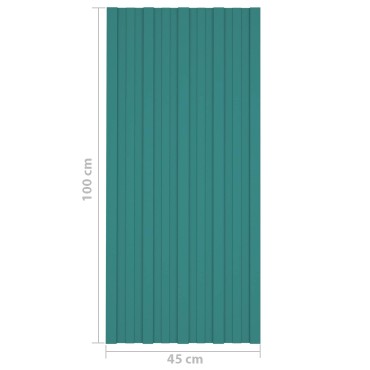 vidaXL Πάνελ οροφής 36 τμχ. Πράσινο 100 x 45 cm Γαλβανισμένος χάλυβας
