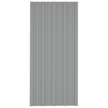 vidaXL Πάνελ οροφής 12 τμχ. Γκρι 100 x 45 cm Γαλβανισμένος χάλυβας