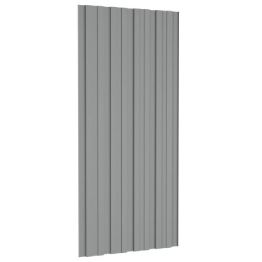 vidaXL Πάνελ οροφής 12 τμχ. Γκρι 100 x 45 cm Γαλβανισμένος χάλυβας