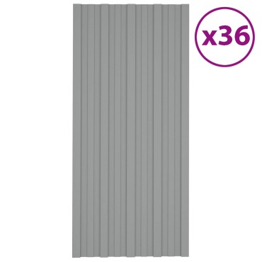 vidaXL Πάνελ οροφής 36 τμχ. Γκρι 100 x 45 cm Γαλβανισμένος χάλυβας