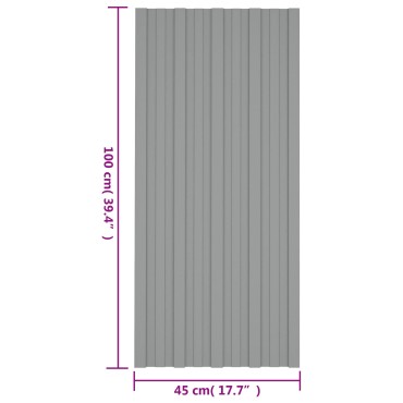 vidaXL Πάνελ οροφής 36 τμχ. Γκρι 100 x 45 cm Γαλβανισμένος χάλυβας