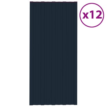 vidaXL Πάνελ οροφής 12 τμχ. Ανθρακί 100 x 45 cm Γαλβανισμένος χάλυβας