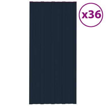vidaXL Πάνελ οροφής 36 τμχ. Ανθρακί 100 x 45 cm Γαλβανισμένος χάλυβας