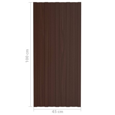 vidaXL Πάνελ οροφής 12 τμχ. Καφέ 100 x 45 cm Γαλβανισμένος χάλυβας