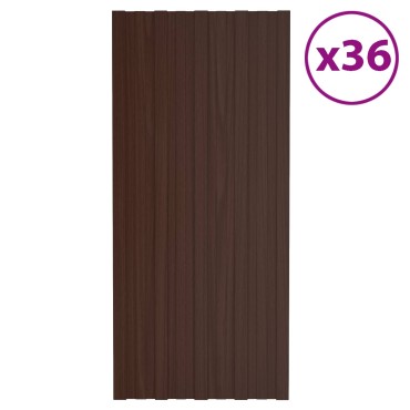 vidaXL Πάνελ οροφής 36 τμχ. Καφέ 100 x 45 cm Γαλβανισμένος χάλυβας