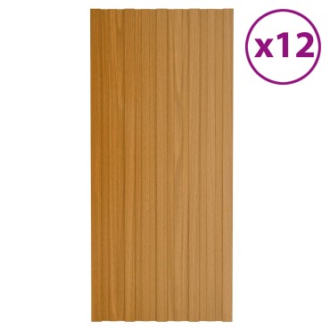 vidaXL Πάνελ οροφής 12 τμχ. Φυσικό 100 x 45 cm Γαλβανισμένος χάλυβας