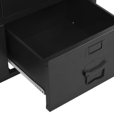 vidaXL Ντουλάπι Γραφείου Πόρτες με Πλέγμα Μαύρο 75x40x120cm Ατσάλινο 1 τεμ.