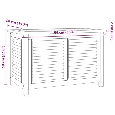 vidaXL Μπαούλο Αποθήκευσης Κήπου με Τσάντα 90x50x58cm Μασίφ Ξύλο Teak 1 τεμ.