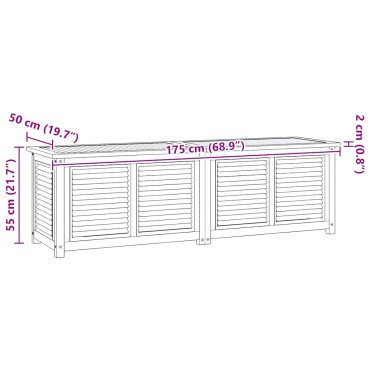 vidaXL Μπαούλο Αποθήκευσης Κήπου με Τσάντα 175x50x55cm Μασίφ Ξύλο Teak 1 τεμ.