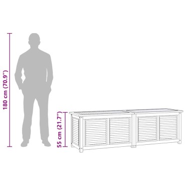 vidaXL Μπαούλο Αποθήκευσης Κήπου με Τσάντα 175x50x55cm Μασίφ Ξύλο Teak 1 τεμ.