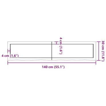 vidaXL Ράφι Τοίχου Ανοιχτό Καφέ 140x30x(2-4)cm Επεξ. Μασίφ Ξύλο Δρυός 1 τεμ.