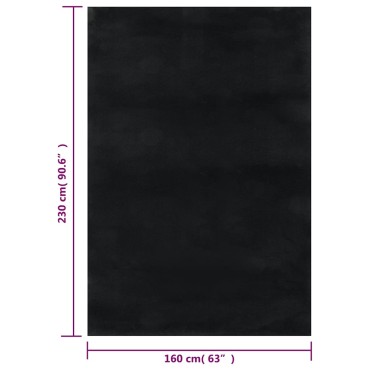 vidaXL Χαλί Πλενόμενο Μαλακό Shaggy Μαύρο 160x230cm Αντιολισθητικό