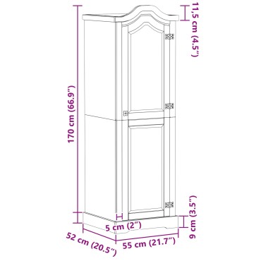 vidaXL Ντουλάπες με ράφι Λευκό 55x52x170cm Στερεά ξυλεία πεύκου