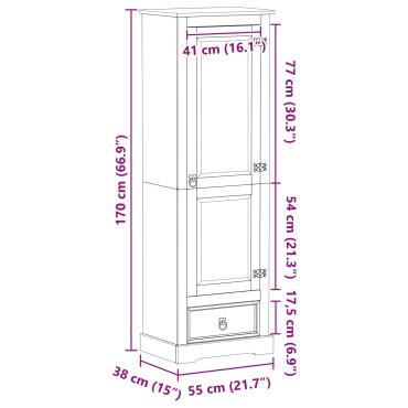 vidaXL Ντουλάπες με ράφι Λευκό 55x38x170cm Στερεά ξυλεία πεύκου