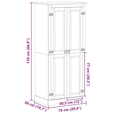 vidaXL Ντουλάπες με ράφι Λευκό 76x50x170cm Στερεά ξυλεία πεύκου