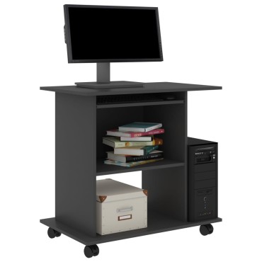 vidaXL Γραφείο Υπολογιστή Γκρι 80x50x75cm από Μοριοσανίδα 1 τεμ.