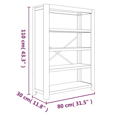 vidaXL Βιβλιοθήκη με 4 Επίπεδα 80x30x110cm Μασίφ Ξύλο Ακακίας 1 τεμ.
