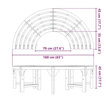 vidaXL Παγκάκι Δέντρου 4 -Seater 160x80x45cm Φυσικό 1 τεμ.