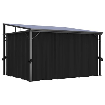 vidaXL Κιόσκι με Κουρτίνα Ανθρακί 405 x 294 x 244 εκ.