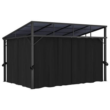 vidaXL Κιόσκι με Κουρτίνα Ανθρακί 405 x 294 x 244 εκ.