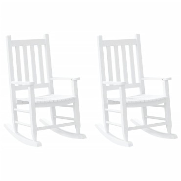 vidaXL Καρέκλες Κουνιστές 2 τεμ. για Παιδιά Λευκή Κόκκινο Ξύλο Λεύκας 49x66,5x85,5cm