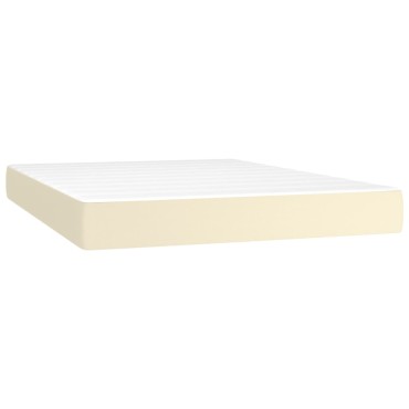 vidaXL Στρώμα με Pocket Springs Μεσαίας Σκληρότητας Κρεμ 140x200x20cm Συνθετικό Δέρμα 1 τεμ. - Διπλό