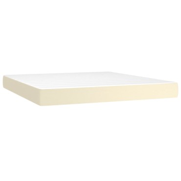 vidaXL Στρώμα με Pocket Springs Μεσαίας Σκληρότητας Κρεμ 180x200x20cm Συνθετικό Δέρμα 1 τεμ. - Διπλό