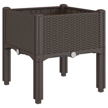 vidaXL Ζαρντινιέρα Κήπου με Πόδια Καφέ 40x40x42 εκ. Πολυπροπυλένιο