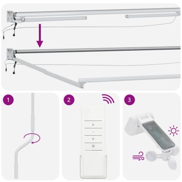 vidaXL Electric Awning Frame with LED and Wind Sensor 3.5 x 2 m Λευκό