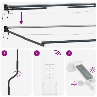 vidaXL Electric Awning Frame with LED and Wind Sensor 3,5 x 2,5 m