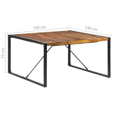 vidaXL Τραπεζαρία 140x140x75cm από Μασίφ Ξύλο 1 τεμ.