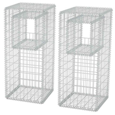 vidaXL Συρματοκιβώτια Στύλοι/Γλάστρες 2 τεμ 50x50x120cm Ατσάλινα