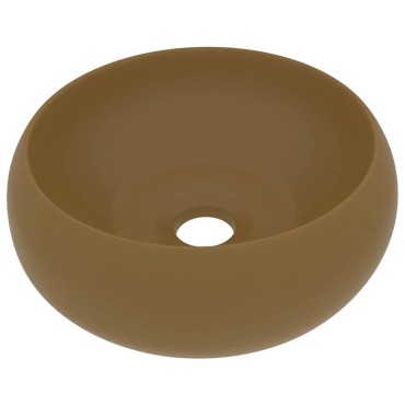 vidaXL Νιπτήρας Πολυτελής Στρογγυλός Κρεμ Ματ 40 x 15 εκ. Κεραμικός