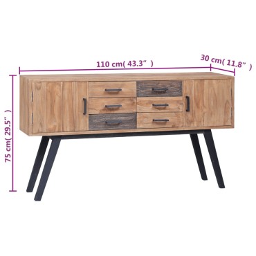 vidaXL Μπουφές 110x30x75cm από Μασίφ Ξύλο Teak 1 τεμ.