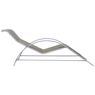 vidaXL Ξαπλώστρα Taupe από Textilene και Αλουμίνιο 167x60x66cm 1 τεμ.
