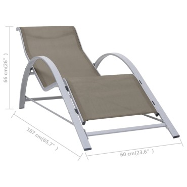 vidaXL Ξαπλώστρα Taupe από Textilene και Αλουμίνιο 167x60x66cm 1 τεμ.