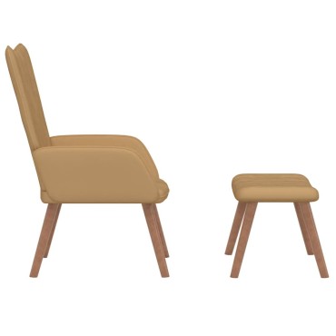 vidaXL Πολυθρόνα Relax Καφέ Βελούδινη με Σκαμπό 61,5x69x95,5cm 1 τεμ.
