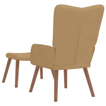 vidaXL Πολυθρόνα Relax Καφέ Βελούδινη με Σκαμπό 61,5x69x95,5cm 1 τεμ.