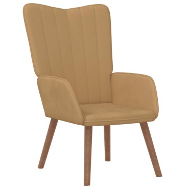 vidaXL Πολυθρόνα Relax Καφέ Βελούδινη με Σκαμπό 61,5x69x95,5cm 1 τεμ.