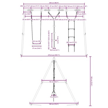vidaXL Κούνια Εξωτερικού Χώρου Σετ με Κούνια, Σκάλα, Στρογγυλή Κούνια