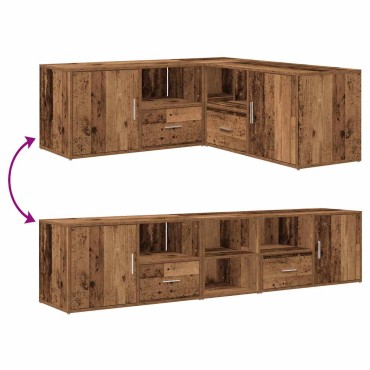 vidaXL Ντουλάπι Γωνιακό Όψη Παλαιού Ξύλου 200x40x45cm από Επεξ. Ξύλο 1 τεμ.