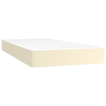 vidaXL Στρώμα με Pocket Springs Μεσαίας Σκληρότητας Κρεμ 80x200x20cm Συνθετικό Δέρμα 1 τεμ. - Μονό