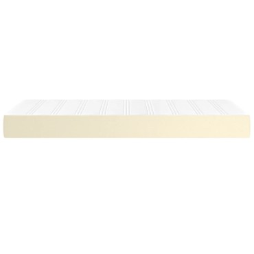 vidaXL Στρώμα με Pocket Springs Μεσαίας Σκληρότητας Κρεμ 90x190x20cm Συνθετικό Δέρμα 1 τεμ. - Μονό