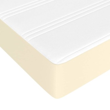 vidaXL Στρώμα με Pocket Springs Μεσαίας Σκληρότητας Κρεμ 90x190x20cm Συνθετικό Δέρμα 1 τεμ. - Μονό