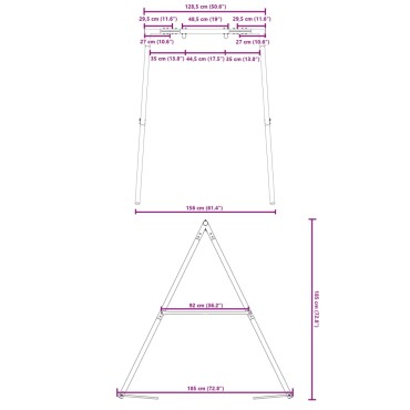 vidaXL Σκελετός Κούνιας Εξ. Χώρου Π 156 x Υ 185 εκ.