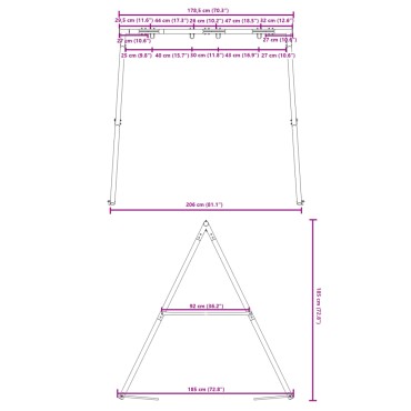 vidaXL Σκελετός Κούνιας Εξ. Χώρου Π 206 x Υ 185 εκ.