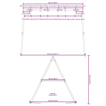 vidaXL Σκελετός Κούνιας Εξ. Χώρου Π 273,5 x Υ 185 εκ.