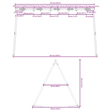 vidaXL Σκελετός Κούνιας Εξ. Χώρου Π 341 x Υ 185 εκ.