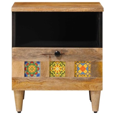 vidaXL Κομοδίνο 2 τεμ. Φυσικό 40x33x46cm Στερεό ξύλο μάνγκο